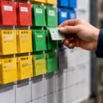 Editorial image showing color-coded manufacturing production-control board.