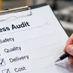 Lean Restocking for Nonclinical Hospital Supplies Editorial image showing nonclinical process audit on clipboard.